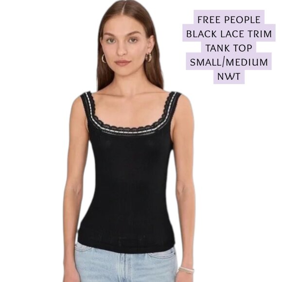 Free People Tops - 3769. FREE PEOPLE  Only You Tank‎ Top in Black NWT $38